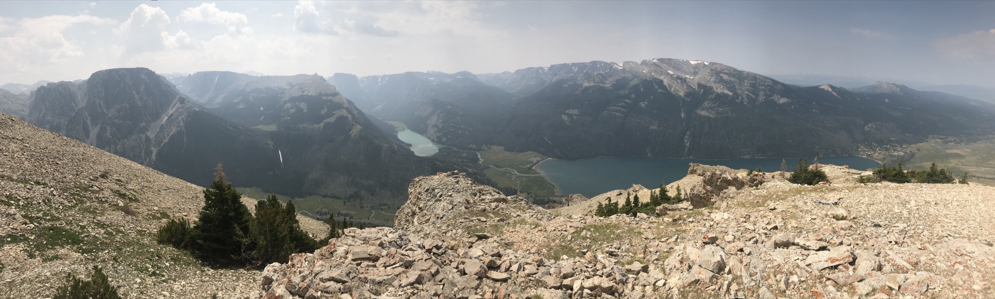 View looking down on the Upper Green Lakes